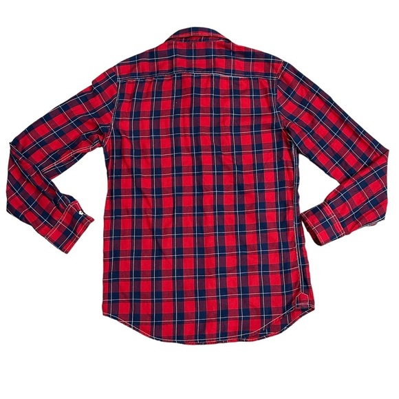 Men's American Rag Small Shirt Plaid Red Blue Long Sleeve Button Front Pocket - Picture 4 of 9